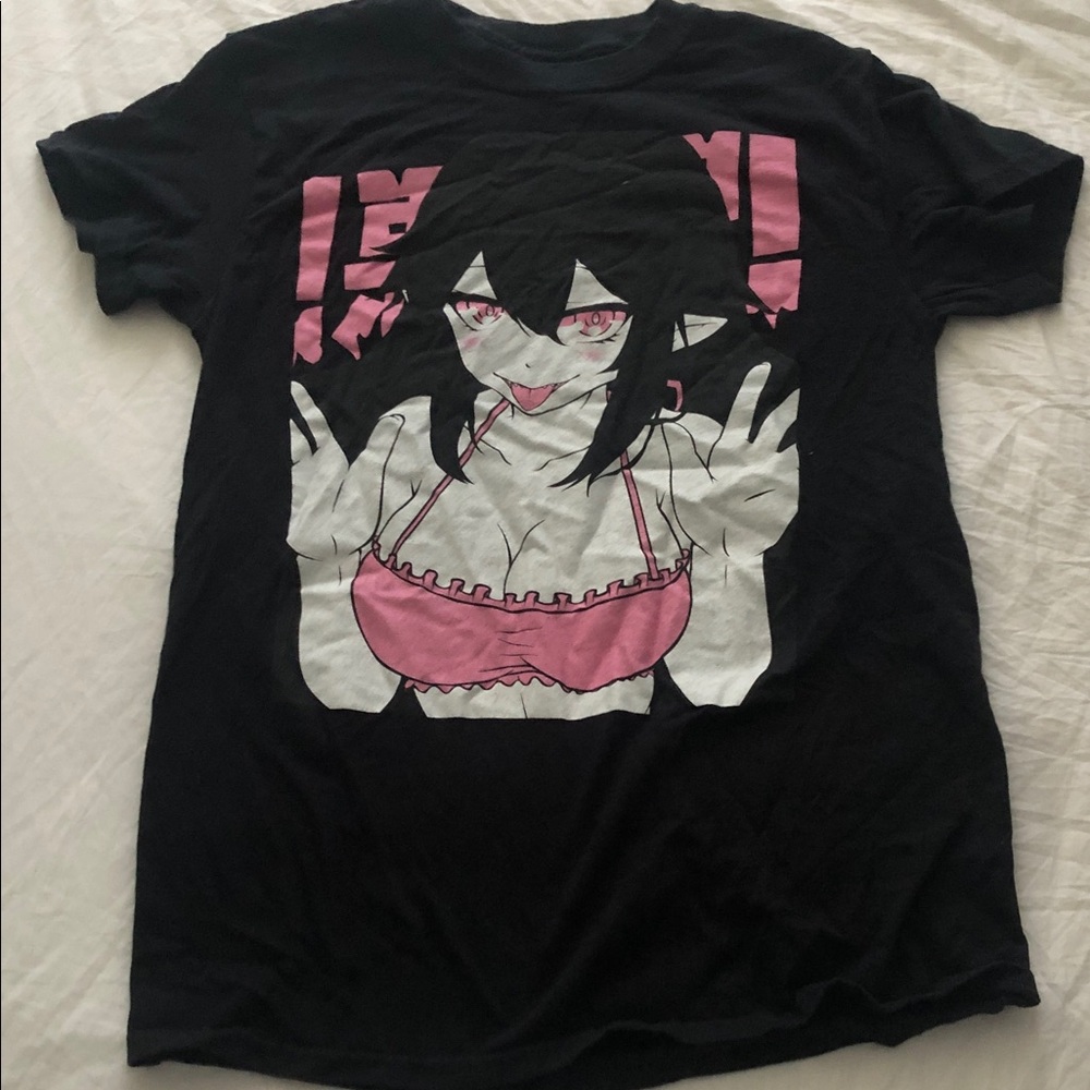 Black and Pink Succubus Girl Graphic Tee